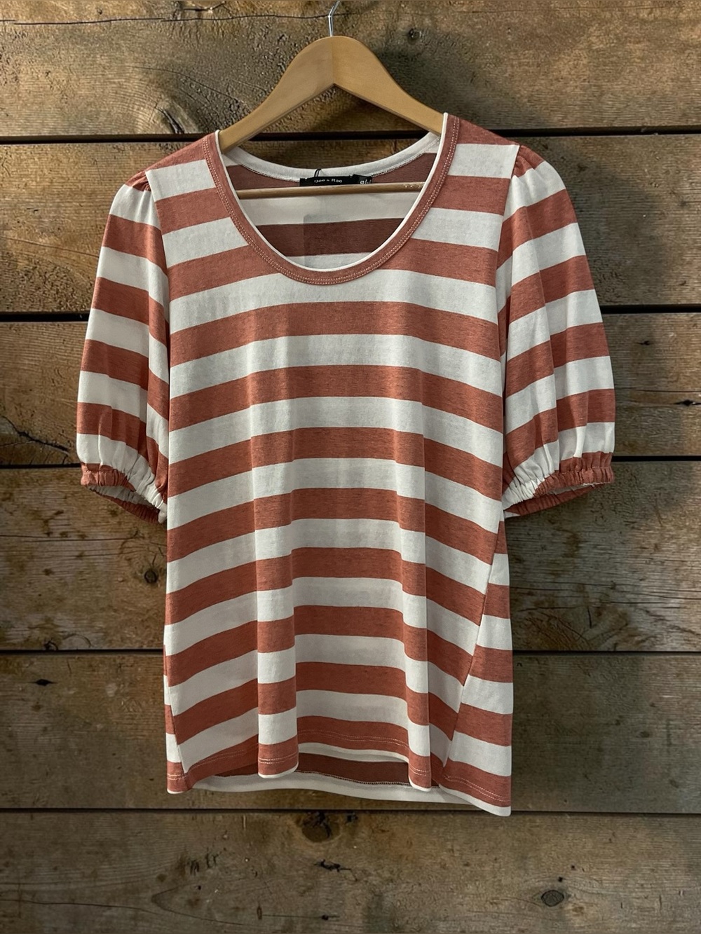 Striped Puff Sleeve Tee Doe and Rae